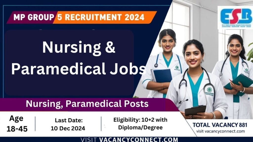 Apply online for MPESB Paramedical Staff Recruitment 881 Posts. Check vacancies, eligibility, syllabus, and important dates. Start applying 26 Nov