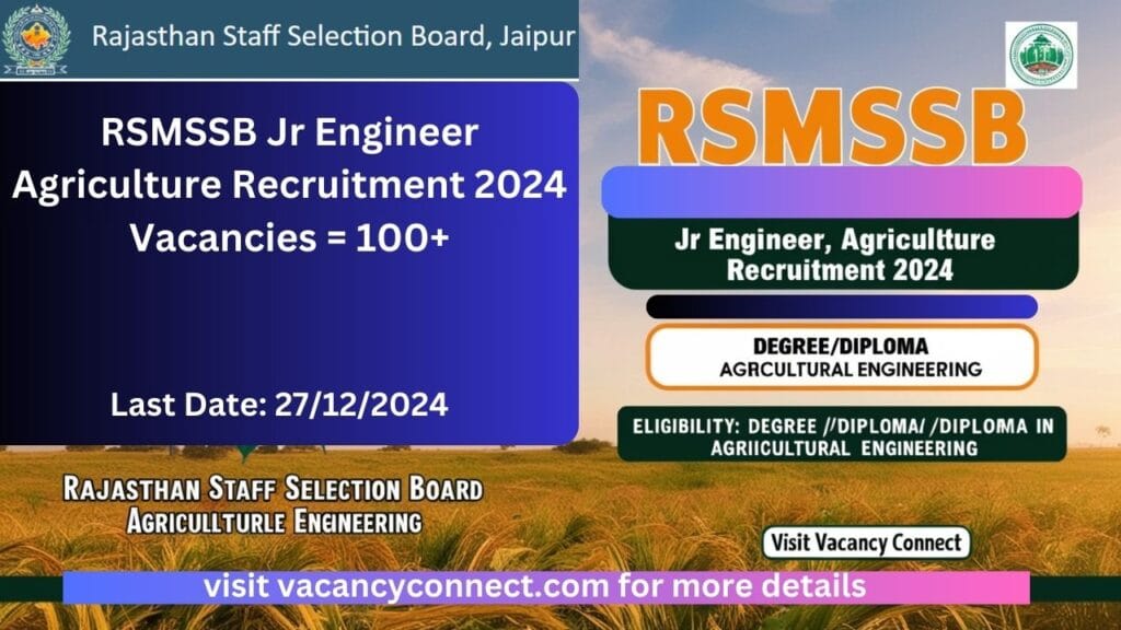 RSMSSB Jr Engineer Agriculture Recruitment 2024