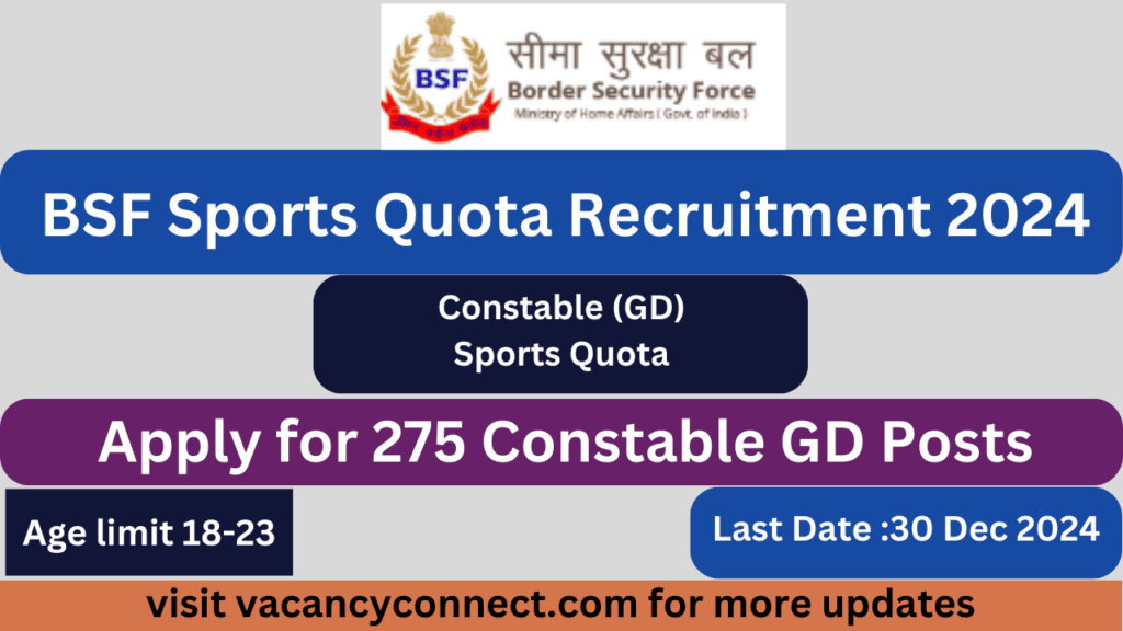 BSF Sports Quota Recruitment 2024