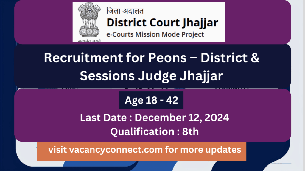 Apply now for Jhajjar Court Peon Recruitment 2024. Check eligibility, salary, syllabus, and application details here