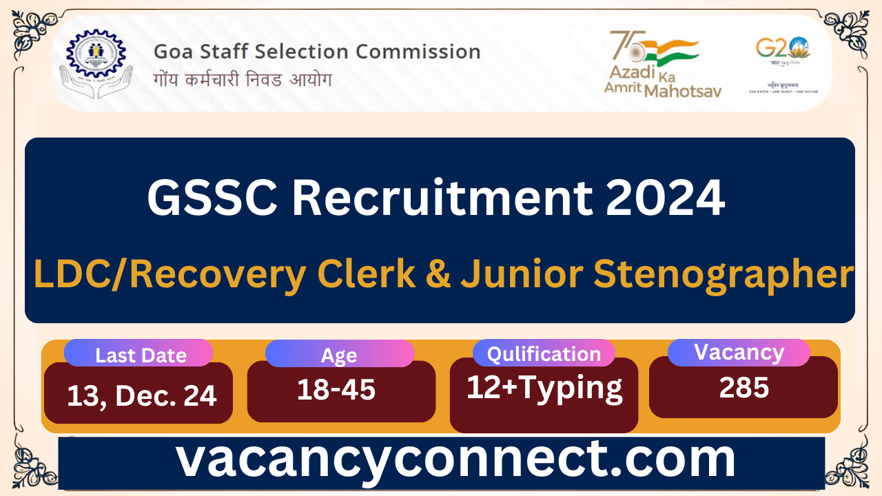 GSSC LDC Jr Stenographer Recruitment 2024