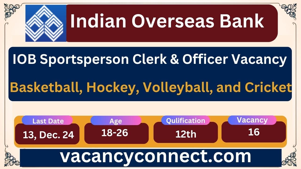 IOB Sportsperson Recruitment 2024