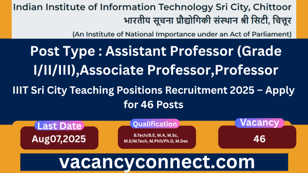 IIIT Sri City Teaching Positions Recruitment 2025