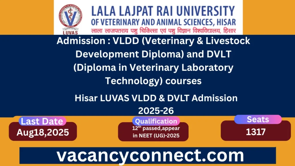 Hisar LUVAS VLDD & DVLT Admission 2025-26