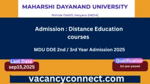 MDU DDE 2nd / 3rd Year Admission 2025