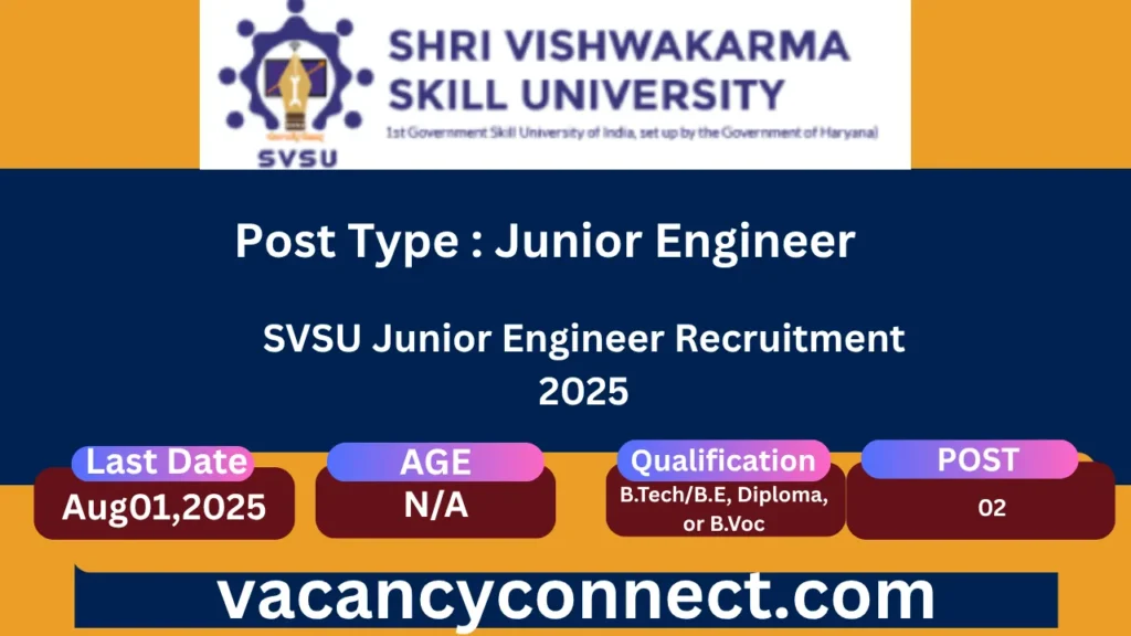 SVSU Junior Engineer Recruitment 2025