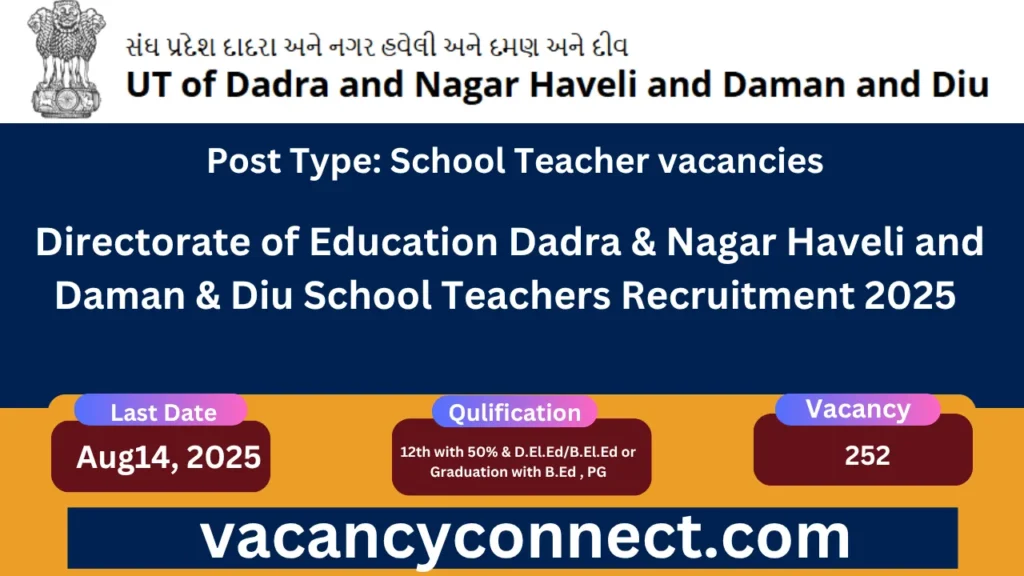 Directorate of Education Dadra & Nagar Haveli and Daman & Diu School Teachers Recruitment 2025