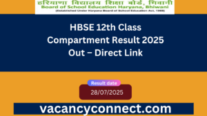 HBSE 12th Class Compartment Result 2025 Out – Direct Link