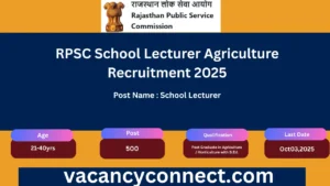 RPSC School Lecturer Agriculture Recruitment 2025