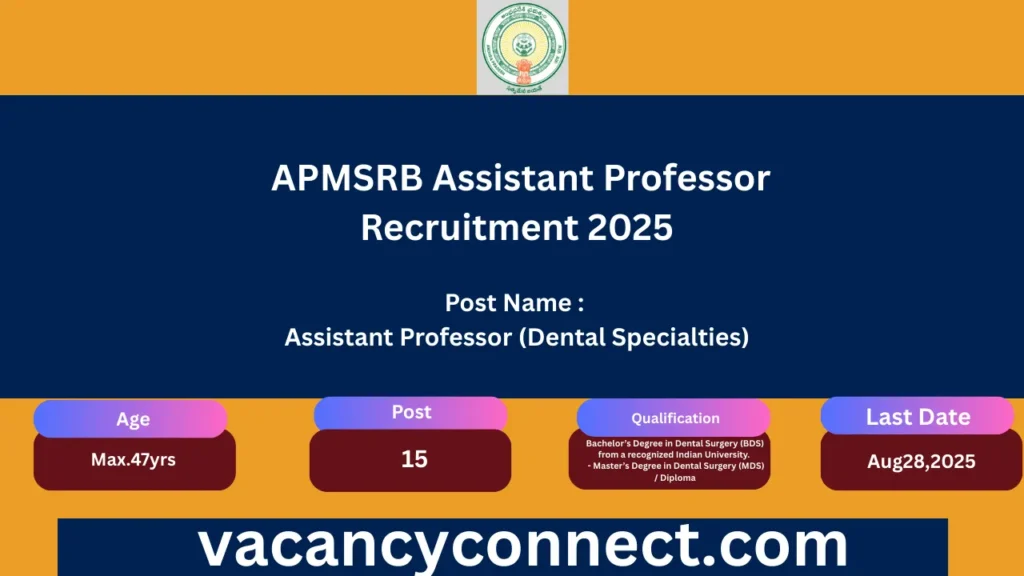 APMSRB Assistant Professor Recruitment 2025