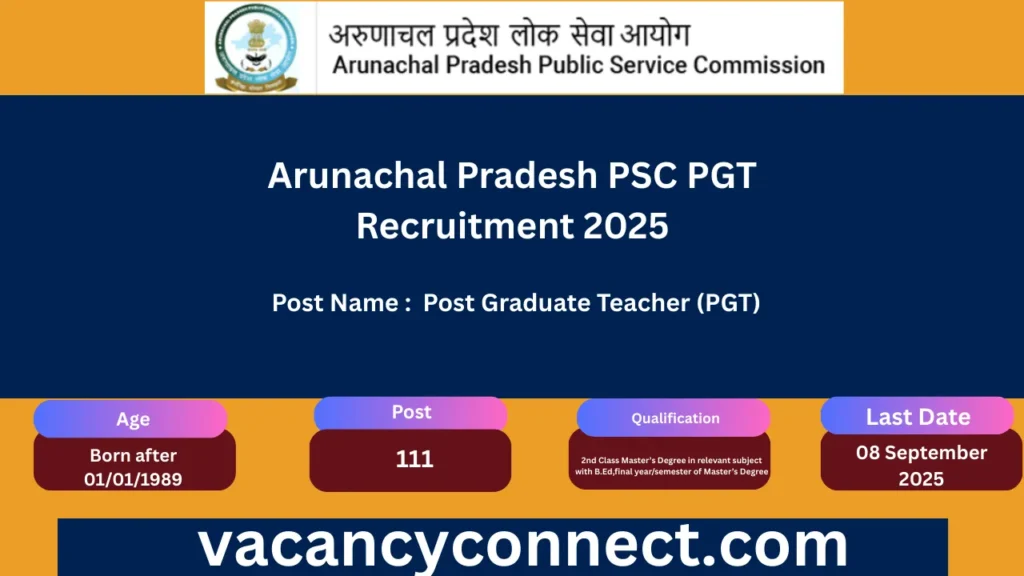 Arunachal Pradesh PSC PGT Recruitment 2025