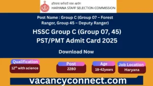 HSSC Group C (Group 07, 45) PST/PMT Admit Card 2025