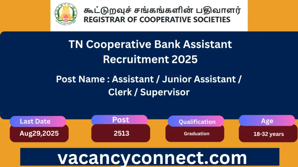 TN Cooperative Bank Assistant Recruitment 2025