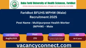 Faridkot BFUHS MPHW (Male) Recruitment 2025 