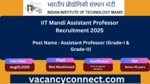 IIT Mandi Assistant Professor Recruitment 2025