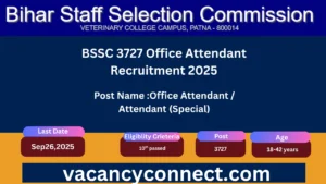 BSSC 3727 Office Attendant Recruitment 2025