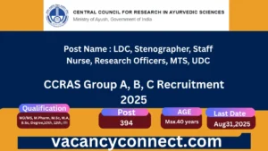 CCRAS Group A, B & C Recruitment 2025