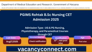 PGIMS Rohtak B.Sc Nursing CET Admission 2025