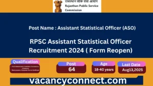 RPSC Assistant Statistical Officer Recruitment 2024