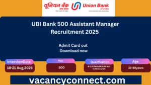 UBI Bank 500 Assistant Manager Recruitment 2025