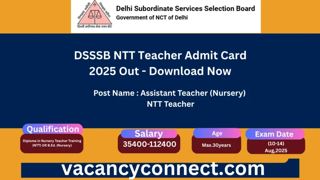 DSSSB NTT Teacher Admit Card 2025