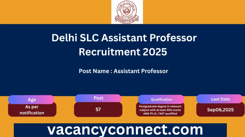 Delhi SLC Assistant Professor Recruitment 2025