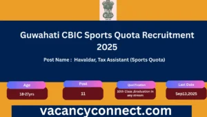 Guwahati CBIC Sports Quota Recruitment 2025