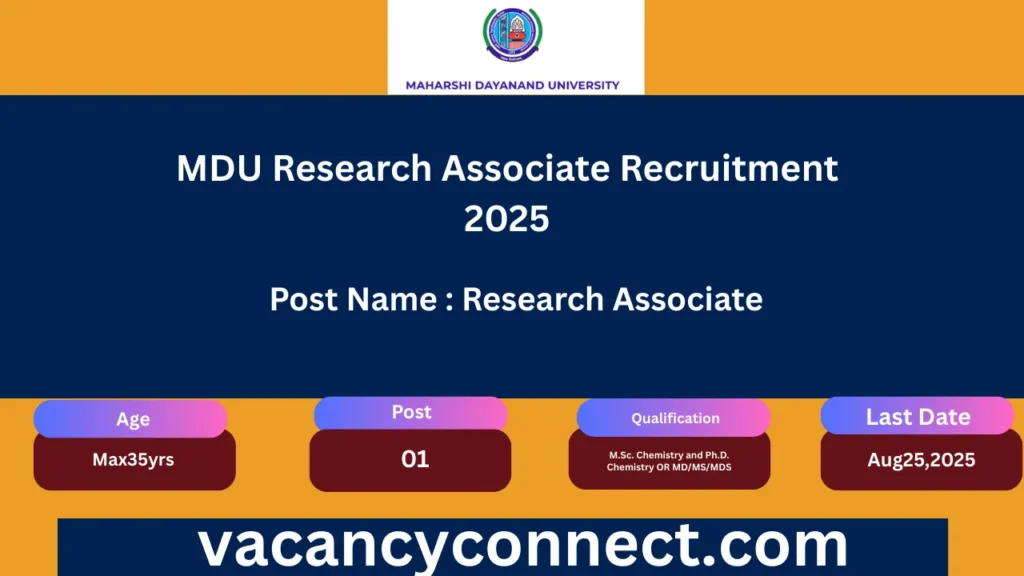 MDU Research Associate Recruitment 2025