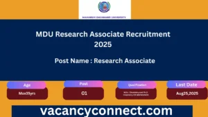 MDU Research Associate Recruitment 2025