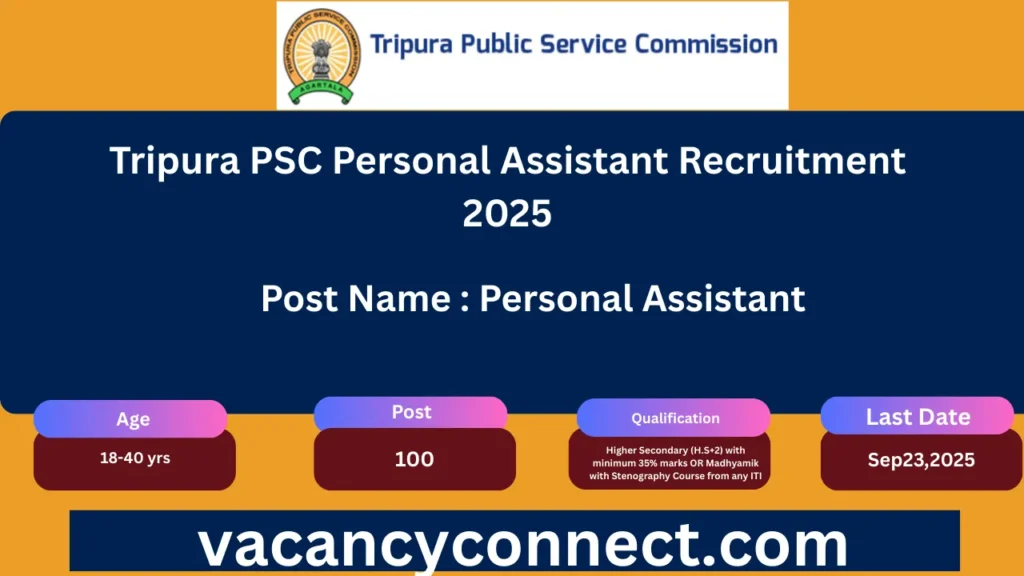 Tripura PSC Personal Assistant Recruitment 2025